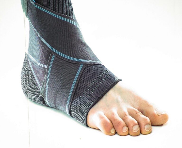 Ankle-foot orthosis (AFO) used to support gait and foot positioning in lower extremity injury.